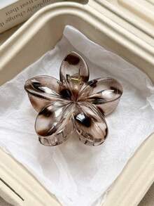 3pcs/1pc Women's 8cm/3.15in Brown White Tortoiseshell Flower Shape Fairy Cute Large Lightweight Plastic Hair Claw Clip Fashion Versatile Premium Elegant Elegant Minimalist Style Solid Color Hair Accessory Suitable For Daily Wear, Casual, Party, Commute, Vacation, Hair Styling, Ponytail, Updo, Face Washing, Bathing, Makeup, Outfit Matching, Hair Ornament, Headpiece, Hair Accessory - Multicolor - View 5