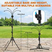 GOBRILLFUN Elevatable Tripod Outdoor Terrace Upgrade Vertical Spray, 6FT Height Adjustable Outdoor Spray System, With Tripod, Brass Nozzle And 26FT Hose, Sprinkler For Backyard, Garden, Pet Tanning - 4 Heads - View 6