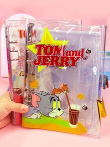 TOM AND JERRY. A5 (Button Style) Mouse Loose-Leaf Binder Minimalist Solid Color Loose-Leaf Binder Detachable Large Capacity Storage Notebook Ins Minimalist Loose-Leaf Binder Student Office Universal Highly Attractive Loose-Leaf Notebook Detachable Ring Binder - A5 - View 1
