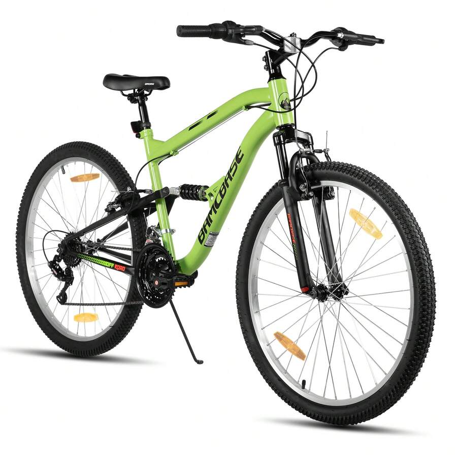 HILAND 26-Inch Full Suspension Mountain Bike - 18-Speed MTB With Disc Brakes - All-Terrain Bicycle For Women & Men Adults - Green - View 1