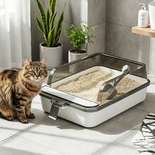 KINGWOOD Extra Large Open-Top Cat Litter Box With High Splash Guard, 60x39x20cm Anti-Splatter Kitten Litter Tray, Easy To Clean Pet Toilet With Scoop, Durable Modern Design Suitable For Large Cats And Multi-Cat Households - one-size - View 3