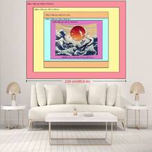 1pc Seagull Wave Sun Bohemian Style Printed Tapestry, Includes 3 Wall Nails And 2 Clips, Printed Rectangular Bedroom Wall Decor Hanging Cloth With Drape - Multicolor - View 11