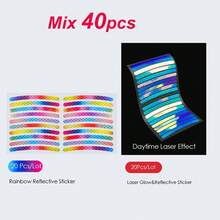 Juego de 2040 pegatinas reflectantes para bicicletas, pegatinas de advertencia de  para ruedas, película luminosa de alta intensidad para uso nocturno, universal para bicicletas, motocicletas y automóviles, etiquetas reflectantes de . - Negro - Ver 2