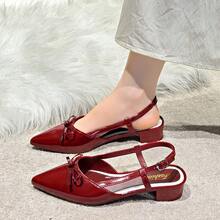 韓式休閒女款塑膠果凍工作涼鞋 軟底時尚戶外穿搭 簡約粗跟女鞋 舒適優雅女鞋 - 紅色 - 查看 10