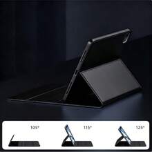 TIANYIMING Casing Pelindung Tablet dengan Stand, Penutup Kulit untuk Keyboard, Casing Pelindung Tablet Ultra Tipis dengan Keyboard Bluetooth + Bahan Kulit, Anti Jatuh/Anti Guncangan/Anti Debu/Anti Sidik Jari, Fungsi Tidur/Bangun Magnetik Sejati, Dapat Menahan Keyboard Magnetik Bluetooth, Pemasangan Magnetik yang Aman, Penggunaan Portabel - Malam Gelap Hitam - View 4