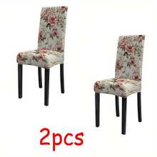 Floral Stretch Chair Covers, Two Rose Prints: Vintage Blush Peony & Vivid Red Rose, Multi Packs(1/2/4/6/8pcs), High Elastic Full Wrap Washable, 2D Printed, Easy Install For Dining, Party Decor & Gifts. - Multicolor - View 15