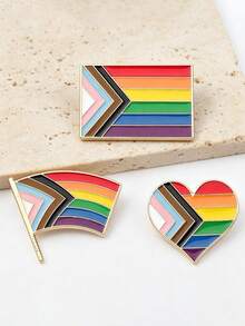 Rainbow Pride Enamel Pin Set - Colorful Heart & Flag Symbol Brooch Collection For Bag & Jacket - Multicolor - View 6