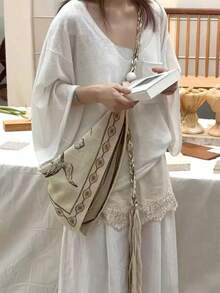 1件新款小眾設計亞麻波希米亞風女款大容量單肩斜背手提包 - 查看 5