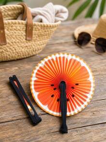10pcs Foldable Small Round Fans, 4 Different Fruit Patterns (Random Colors), Including Watermelon, Orange, Lemon And Kiwi Fruit Designs, Ideal For Parties, Sports Events, Weddings And Holiday Celebrations - Multicolor - View 6