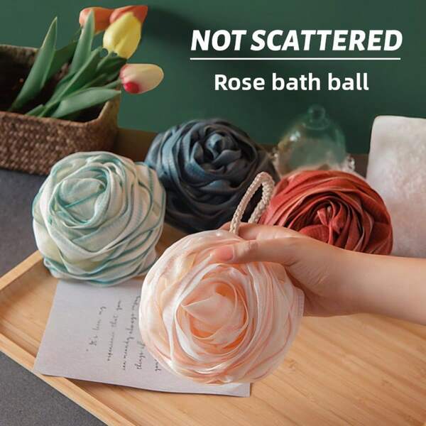 1pc Rose-Shaped Bath Ball, Soft Pink Design, Easily Creates Rich Foam With Gentle Rubbing, Durable And Not Easily Loose, Strong Cleaning Power, Gentle And Non-Irritating To Skin, Essential High-Aesthetic Bathing Accessory