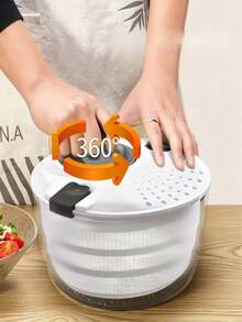 Manual Salad Spinner & Vegetable Dryer - Quick Lettuce Washer With Pump Mechanism For Home Kitchen, Ideal For Salads, Fruits & Leafy Greens Prep - One Size Fits All - View 2