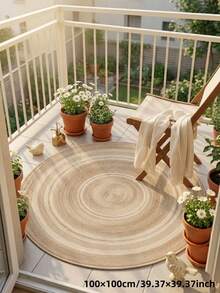 1pc Summer New Arrival, Natural Wood Style Beige Brown Gradient Round Rug, Water-Absorbent Soft Skin-Friendly Carpet, Summer Hot-Selling Decorative Mat, Decorative Rug, Bedroom Decor, Small Rug, Carpet, Home Decor, Living Room Rug, Living Room Small Rug, Bedroom Rug, Living Room Home Decor, Outdoor Rug, Washable Carpet - Multicolor - View 13