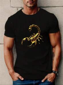 pado de escorpión amarillo, camiseta casual de cuello redondo adecuada para uso informal y actividades al aire libre, camiseta de uso casual.|Top con estampado llamativo|Algodón transpirable - Blanco - Ver 11