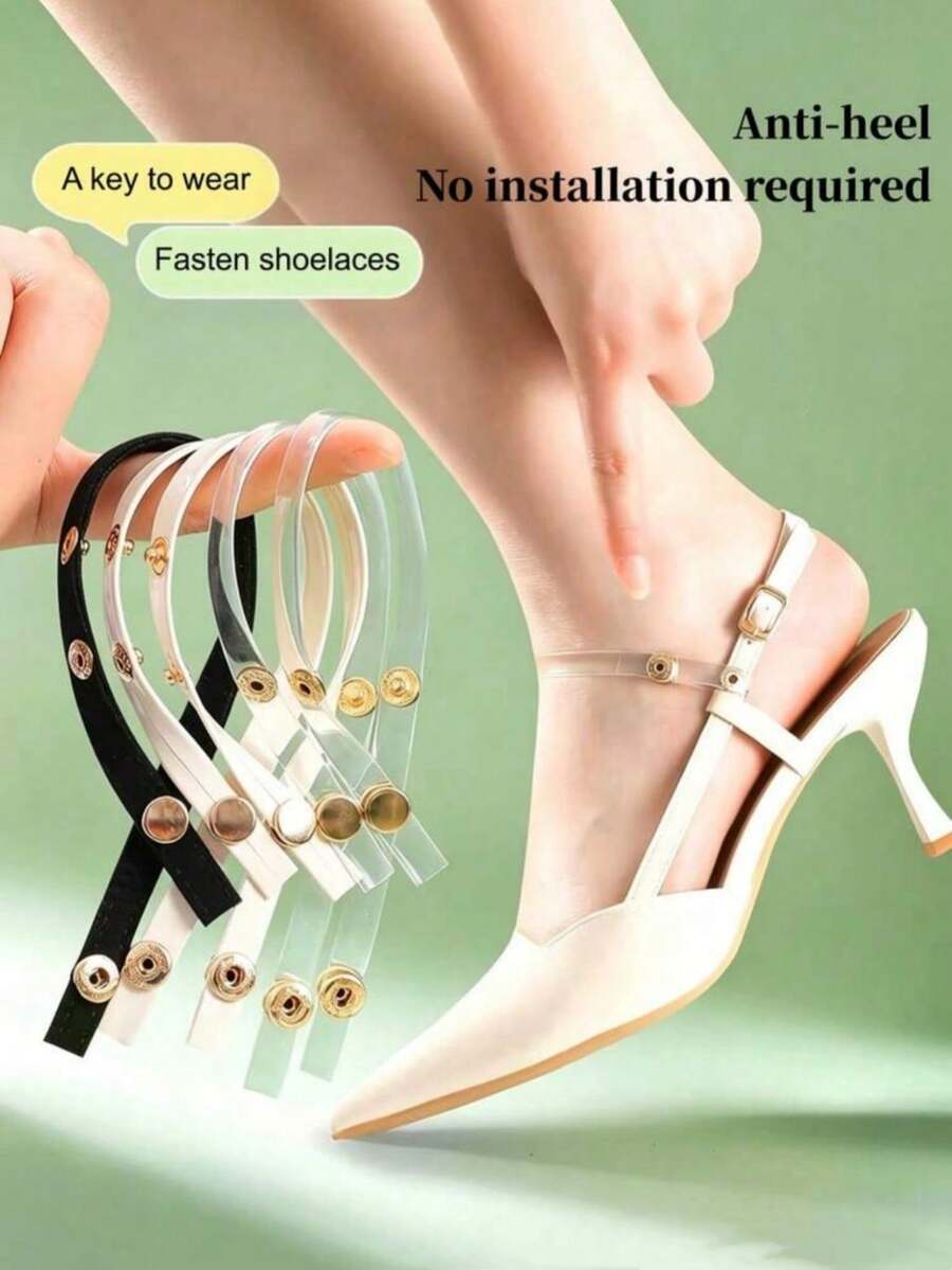 1 Pasang Sandal Musim Panas Wanita, Tali Gesper Ganda, Tali Transparan Anti Selip, Aneka Warna, Tali Anti Selip Hak Tinggi