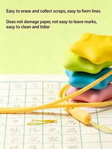 4 Erasers + 1 Star-Shaped Anti-Loss Rope Set, With Lanyard, Macaron Color Palette, Portable Student Stationery, Back To School Essential Desk Decor - Multicolor - View 1