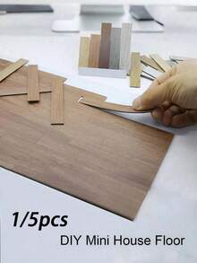 1/5 Stücke Miniatur-Holzmaserungs-Bodenbelag, realistische Modell-Holzmaserungs-Bodenfliesen, Miniatur-Fischgrät-/Parkettboden, Puppenhaus-Holzboden, Mikro-Landschafts-Bodenfliesen-Dekoration, Puppenhaus-Dekorationsboden-Zubehör und Fotografie-Requisiten - Mehrfarbig - Übersicht 1