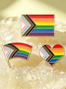 Rainbow Pride Enamel Pin Set - Colorful Heart & Flag Symbol Brooch Collection For Bag & Jacket - Multicolor - View 7