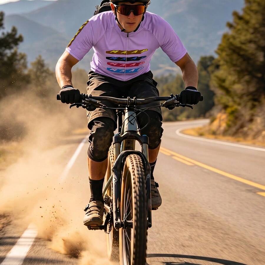 男士短袖單車上衣，透氣網布快乾單車衫，附3個後口袋，夏季運動款