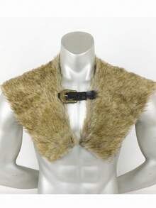 1 PC Medieval Viking/Norse Warrior Faux Fur Cape - LARP Photography Prop Cosplay Accessory,Halloween - Brown - View 3
