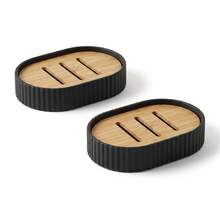 1pc Wooden Soap Dish With Drainage Function, Suitable For Shower, Bathroom, Sink, Kitchen And Countertop, Pebble White - Multicolor - View 8