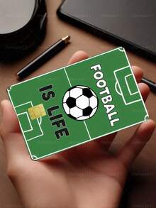 1pc Football Life Credit Card Sticker Privacy Protection Card Skin, Football Field Pattern Birthday Gift PVC Material Anti-Fingerprint Anti-Scratch Wear-Resistant Card Sleeve, Suitable For Men, Women, Couples, Small Chip Cards, Bank Cards, Credit Cards, Transportation Cards, Student Campus Cards Personalized DIY - Type a - View 1