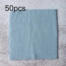 10/50入 柔軟素色方形克雷普布餐巾巾 附流蘇 32x32cm/12.6x12.6inch，晚餐日常使用 活動背景裝飾 口布 飯店西餐廳咖啡廳杯墊布 廚房手帕毛巾 - 霧霾藍 - 查看 9