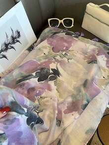 1條紫色紮染女款長款中式防曬流蘇披肩圍巾，春夏季新品 - 紫色 - 查看 3