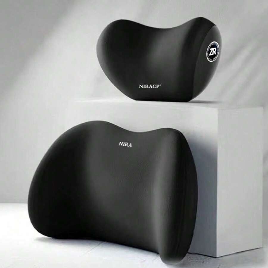 1 Set Memory Foam Car Headrest Neck Pillow And Lumbar Support Cushion, Memory Foam Lumbar Support, Memory Foam Headrest - one-size - View 1