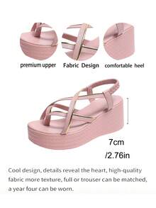 Damen Elastische Sandalen, Frühling/Sommer Essentiell Vielseitig, Zehenriemen Kühl Atmungsaktiv Bequem Leicht zu Tragen, Rot, Alltag, Flip Flop - Babypink - Übersicht 8