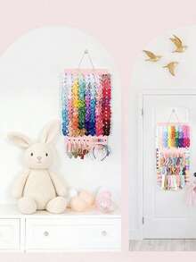 1 Stück Haarschleifen-Organizer für Mädchen, doppelseitig nutzbarer großer Filz-Haarspangen-Aufbewahrungsaufhänger, Haarzubehör-Display Wanddekoration für das Zimmer - Pink - Übersicht 7