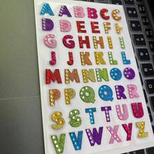Glitter Letter & Number Stickers, Sparkle DIY Craft Decals For Kids, Scrapbooking, Creative Water Bottle Rhinestone Stickers - Multicolor - View 2