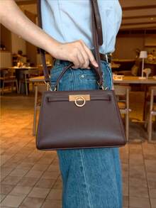 New Premium Fashion Versatile Handbag With Vintage Metal Ring Design Women's Small Square Bag - Multicolor - View 9