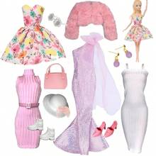 Set di abbigliamento per bambola 1/6 da 11,5 pollici, adatto per bambola da 30 cm, set di abbigliamento dolce per bambola con vestito, pantaloni, cappello, borsa, scarpe e accessori per bambola, gioielli - Multicolore - Visualizzare 13