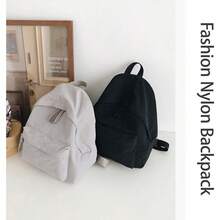 Nylon Backpack For Women/Men - Solid Colour Rucksack Bag Lightweight Casual Daypacks For Travel & Daily Use - 灰色 - 查看 2
