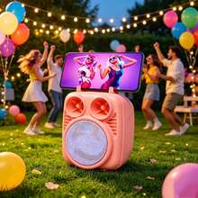 Portable Macaron-Colored Bluetooth Speaker With LED Color Sound Mobile Phone Holder - A - View 1