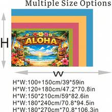 Pancarta plana 2D, 1 pieza Pancarta de fondo de fiesta Aloha, Pancarta de foto de playa hawaiana con tótem tiki y flores tropicales, Decoración de fiesta de verano, Decoración del hogar, Sin necesidad de electricidad, Cumpleaños, Decoración de jardín, Arte de pared, Material de vinilo duradero, Accesorio para cabina de fotos - Multicolor - Ver 6