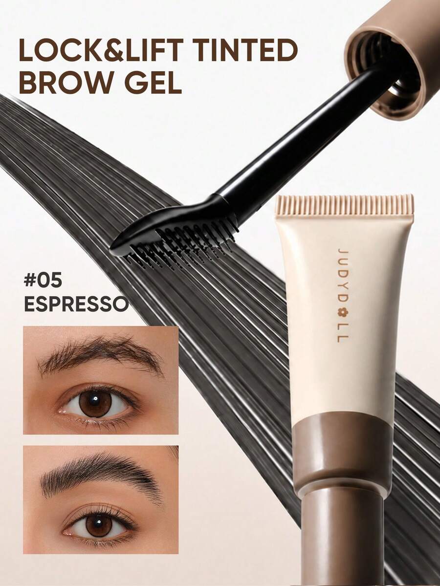JUDYDOLL LOCK&LIFT Gel para Sobrancelha com Cor, Cabeça de Pincel Ultrafina, Longa Duração, Espessante, Sobrancelha Selvagem, Formato Natural e Cheio