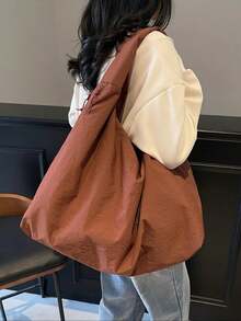 Regalo de San Valentín, Bolso de Mano de Color Liso, Diseño de Moño y Estampado de Leopardo, Multi-Bolsillos de Gran Capacidad, Bolso de Hombro para Mujer - Verde Oliva - Ver 7