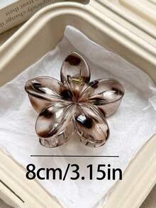 3pcs/1pc Women's 8cm/3.15in Brown White Tortoiseshell Flower Shape Fairy Cute Large Lightweight Plastic Hair Claw Clip Fashion Versatile Premium Elegant Elegant Minimalist Style Solid Color Hair Accessory Suitable For Daily Wear, Casual, Party, Commute, Vacation, Hair Styling, Ponytail, Updo, Face Washing, Bathing, Makeup, Outfit Matching, Hair Ornament, Headpiece, Hair Accessory - Multicolor - View 2