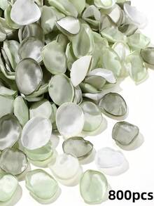 50/100/300/500/1000pcs Silk Rose Petals, Wedding Flower Petals, Mixed Green Petals, Artificial Rose Petals, Proposal Basket, Aisle, Bridal Shower, Table Decor - Green Combination - View 12