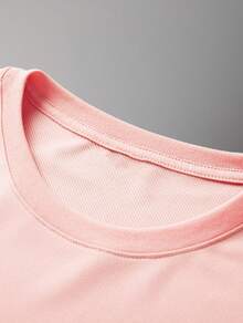 Face Short Sleeve T-Shirt - Casual Round Neck Blouse For Summer Outdoor Games, No Numbers, Hand Wash - Comfortable For Summer - 粉色 - 查看 2