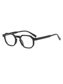 1 Pair Women's Polygon High-Quality Burgundy Fashion Decorative Non-Prescription Glasses - glossy black - View 2