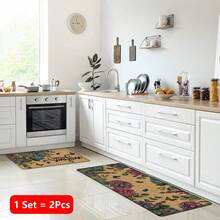1 pieza, Decoración del hogar, Estampado de patrón floral, Alfombra de cocina de lino, Tapete de cocina, Tapete de piso, Tapete de baño, Tapete de puerta, Impresión 3D rectangular, Adecuado para sala de estar, dormitorio, pasillo, baño, lavandería - Alfombra de poliéster, Adecuado para decoración del hogar interior y exterior - Multicolor - Ver 17