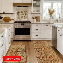 1pc Home Decor, Floral Tree Pattern Printed Linen Kitchen Rug, Kitchen Mat, Floor Mat, Bathroom Mat, Door Mat, 3D Printed Rectangular, Suitable For Living Room, Bedroom, Hallway, Bathroom, Laundry Room - Polyester Rug, Suitable For Indoor And Outdoor Home Decor - Multicolor - View 12