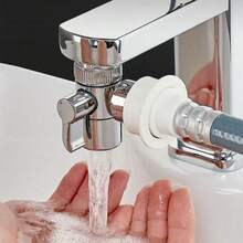 G1/2 Thread 3-Way Water Faucet Diverter Adapter, Includes 2 Silicone Washers, Quick Connect Water Diverter Switch, Suitable For Bidet Sprayer/Handheld Shower, Plated Universal Bathroom Sink Faucet Conversion Accessory - Silver - View 2
