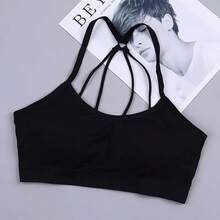 Top Deportivo Transpirable y Sexy sin Costuras para Mujer, Sujetador Deportivo de Alto Impacto para Gimnasio, Fitness, Yoga, Ropa Deportiva, Sujetador Push Up - Negro - Ver 10