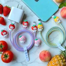 Cable Protector, 12-15/16 Anti-Break Charging Cable Protector, Type-C & Lightning Data Cable Protector - Multicolor - View 1