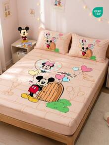 Disney 1件裝迪士尼卡通印花包床單（不含枕套），親膚床墊套，可愛卡通床上用品，柔軟透氣床墊保護套，多款可選，適用於單人/雙人/加大/特大/加州特大床，可機洗 - 彩色 - 查看 9