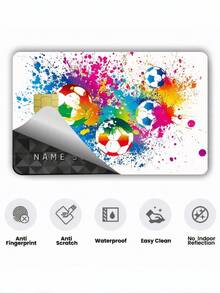 1pc Colorful Soccer Credit Card Sticker Privacy Protection Card Skin, Sports Ball Game Party Birthday Gift PVC Material Anti-Fingerprint Anti-Scratch Wear-Resistant Card Sleeve, Suitable For Men, Women, Couples, Small Chip Card, Bank Card, Credit Card, Transit Card, Student Campus Card Personalized DIY - Type a - View 8
