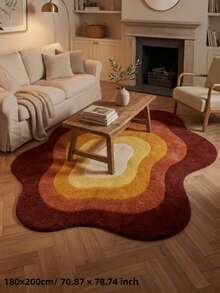 1pc Summer New Arrival, Retro Warm Tone Wavy Shaped Living Room Rug, Water-Absorbent Soft Skin-Friendly Carpet, Suitable For Room, Porch And Indoor Decor - Decorative Rug, Bedroom Decor, Small Rug, Carpet, Home Decor, Living Room Rug, Living Room Small Rug, Bedroom Rug, Living Room Home Decor, Outdoor Rug, Washable Rug - Multicolor - View 11